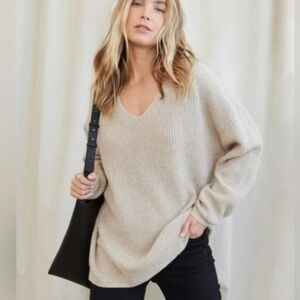Jenni Kayne Wool Cashmere Cabin sweater in Oatmeal